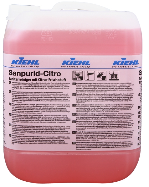 Sanpurid-Citro, средство для санитарных помещений, с запахом лимона, для очистки от кальциевых и мыльных загрязнений, KIEHL (10 л., 1 шт., Розница)