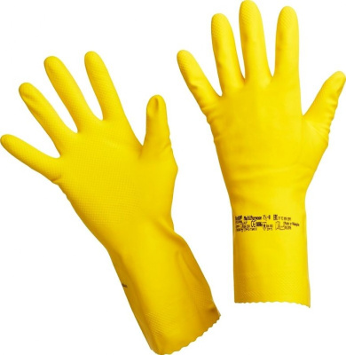 Перчатки латексные, очень плотные Многоцелевые, Vileda (желтый, L)