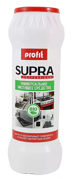 PROFIT SUPRA, чистящий порошок с дезинфицирующим эффектом против пригаров, жиров и масел, пищевых остатков, пятен кофе, чая и др., Profit