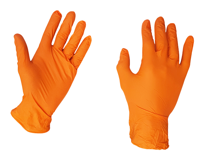 Перчатки нитриловые текстурированные, оранжевые, Benovy