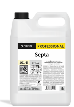 SEPTA, многофункциональное дезинфицирующее средство с моющим эффектом, Pro-Brite (5 л., 1 шт., Розница)