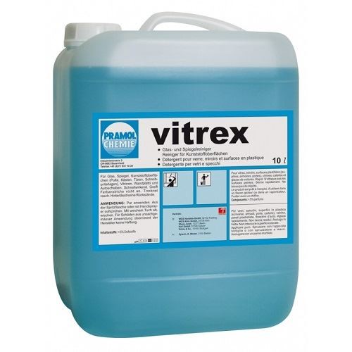 VITREX, готовое моющее средство для стеклянных, зеркальных и пластиковых поверхностей, на основе спирта, Pramol (10 л., 1 шт., Розница)