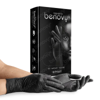 Перчатки нитриловые Benovy Nitrile TrueColor BS, текстурированные на пальцах