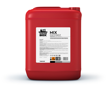 MIX OXYDEZ, жидкий концентрированный кислородный дезинфицирующий отбеливатель на основе надуксусной кислоты и перекиси водорода, Cleanbox (5 л., 1 шт., Розница)
