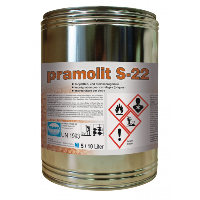 PRAMOLIT S22, водо и маслоотталкивающая пропитка для необработанного натурального камня, кирпича, черепицы, Pramol (5 л., 1 шт., Розница)