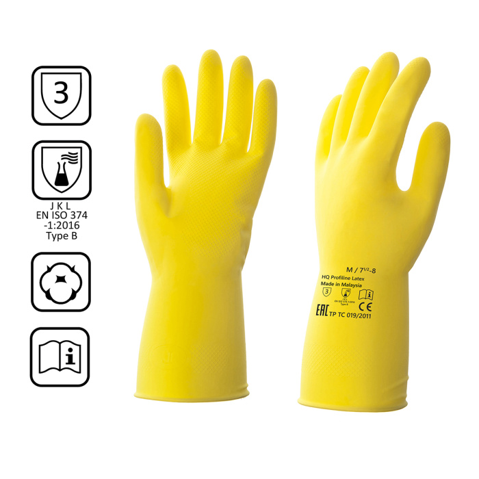 MULTI EXPERT, перчатки КЩС латексные многоразовые, HQ Profiline (желтый, M)