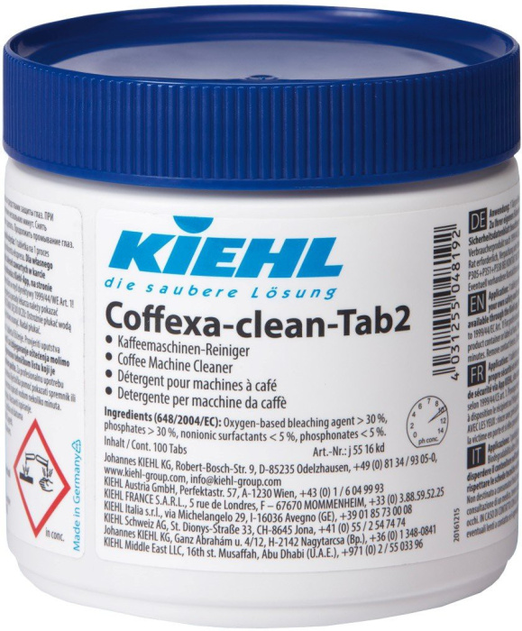 Coffexano-clean Tab2, таблетки для кофемашин, удаление масел и дубильных веществ, KIEHL