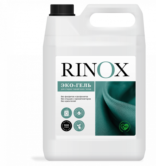 RINOX  Universal  Eco, эко-гель для стирки тканей всех типов, Pro-brite (5 л., 1 шт., Розница)