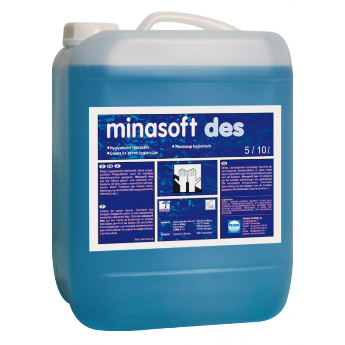 MINASOFT DES, мягкое гигиеническое крем-мыло для рук, без запаха, Pramol (5 л., 1 шт., Розница)