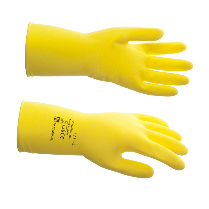 Перчатки латексные многоразовые MULTI EXPERT, HQ Profiline (желтый, L)