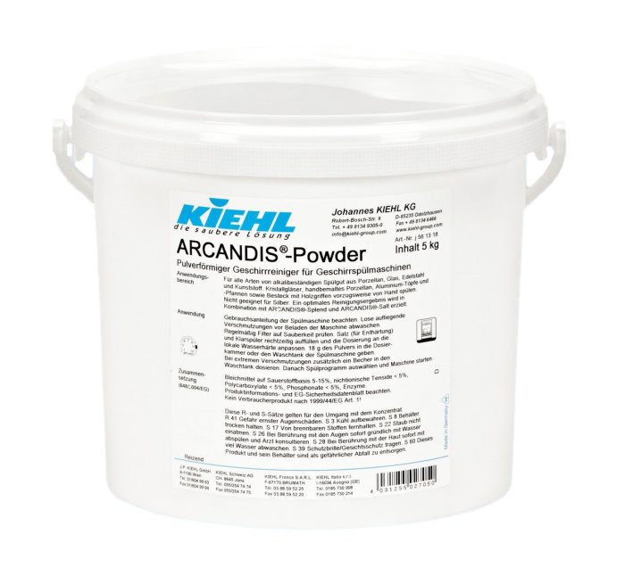 ARCANDIS®-Powder, порошокообразное средство для мытья и замачивания посуды в бытовых и полу-профессиональных посудомоечных машинах, KIEHL