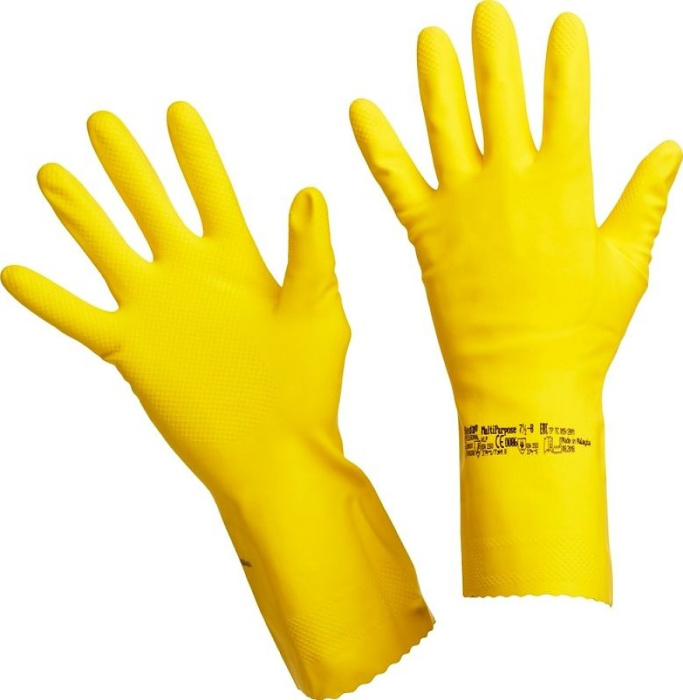 Перчатки латексные, очень плотные Многоцелевые, Vileda (желтый, M)