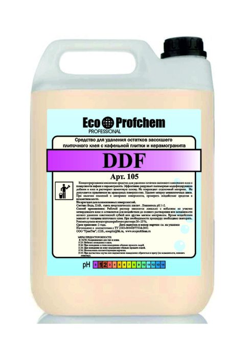 DDF, cредство для удаления остатков засохшего плиточного клея с кафельной плитки и керамогранита, Eco Profchem