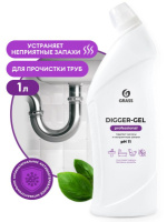 Digger-gel Professional, щелочное средство для прочистки канализационных труб, GRASS (1 л., 1 шт., Розница)
