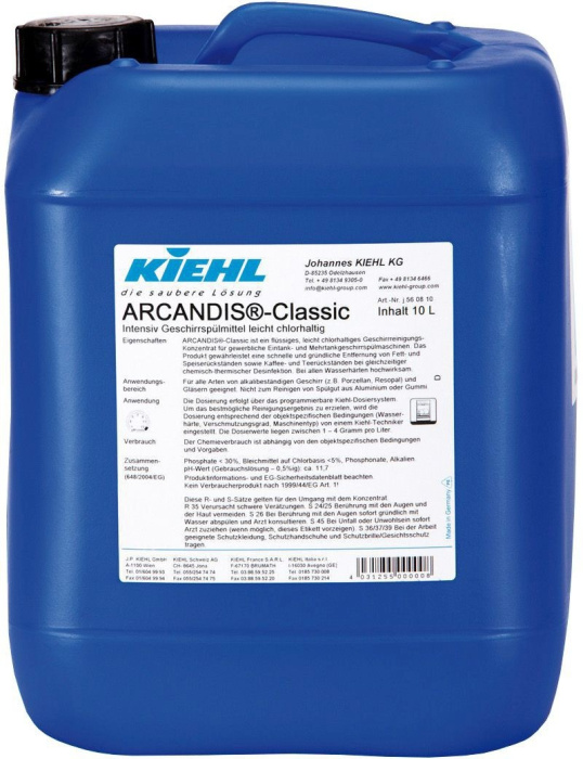 ARCANDIS®-Classic, интенсивное моющее средство для мытья посуды в профессиональных посудомоечных машинах, слабохлорированное, KIEHL