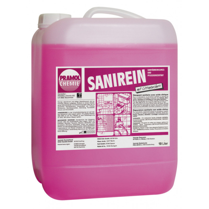 SANIREIN, хорошо разлагаемое, концентрированное средство для всей санитарной зоны, Pramol (10 л., 1 шт., Розница)