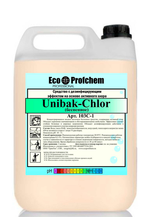 UNIBAK-Chlor, низкопенное щелочное моющее средство на основе хлора, Eco Profchem