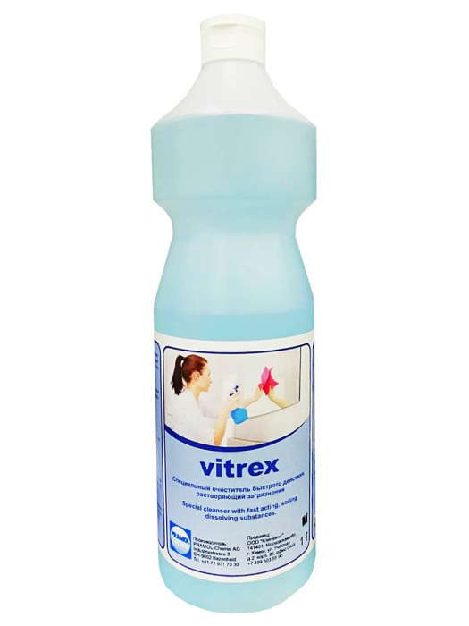 VITREX, готовое моющее средство для стеклянных, зеркальных и пластиковых поверхностей, на основе спирта, Pramol (1 л., 1 шт., Розница)