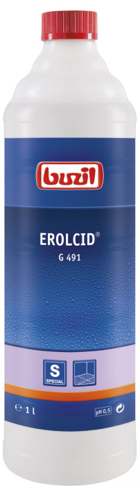G491 Erolcid, чистящее средство для интенсивной очистки керамогранитной плитки на основе фосфорной кислоты, Buzil (1 л., 1 шт.)