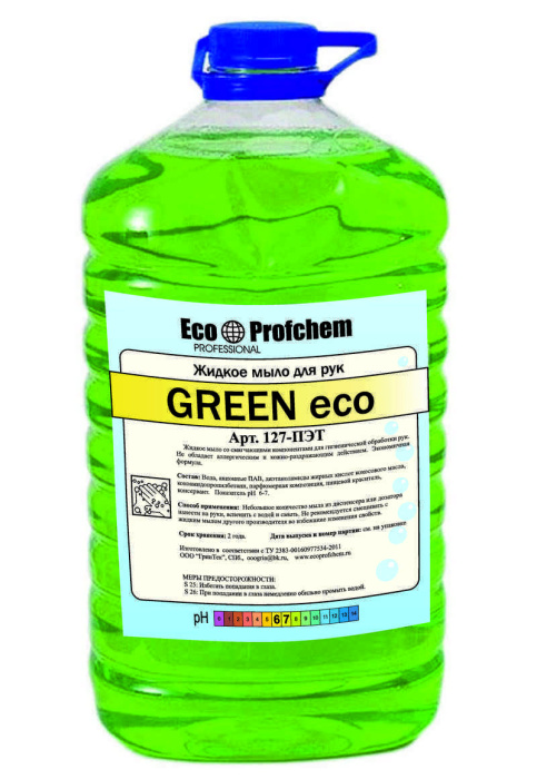 GREEN, жидкое мыло зеленого цвета с запахом фруктов, Eco Profchem