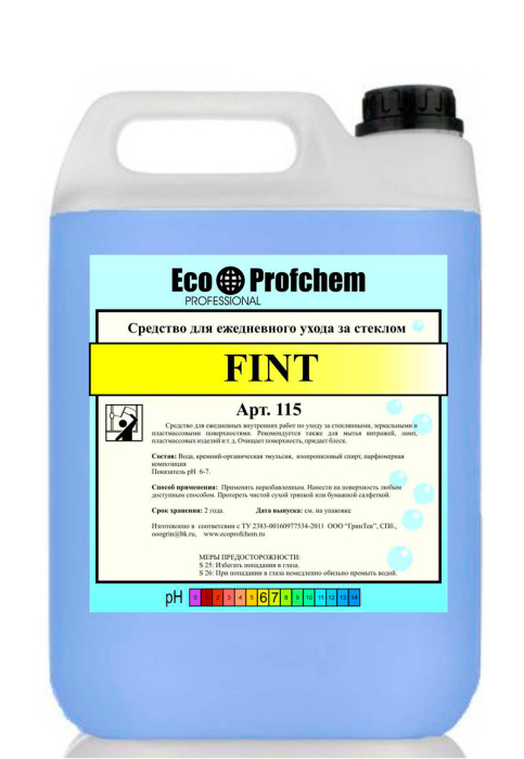 FINT, средство для мытья оконных стекол, зеркал, стекол на фасадах зданий, Eco Profchem