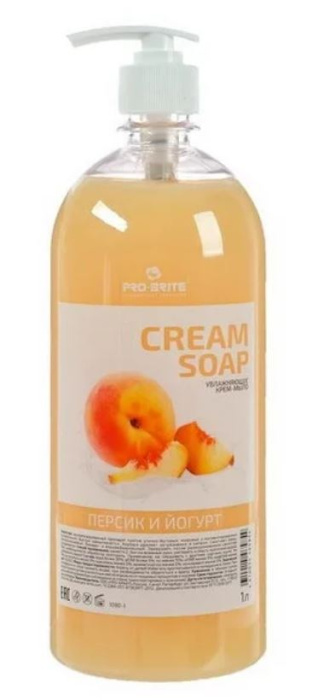 CREAM SOAP, жидкое увлажняющее крем-мыло с витамином Е, Pro-Brite (1 л., персик и йогурт)